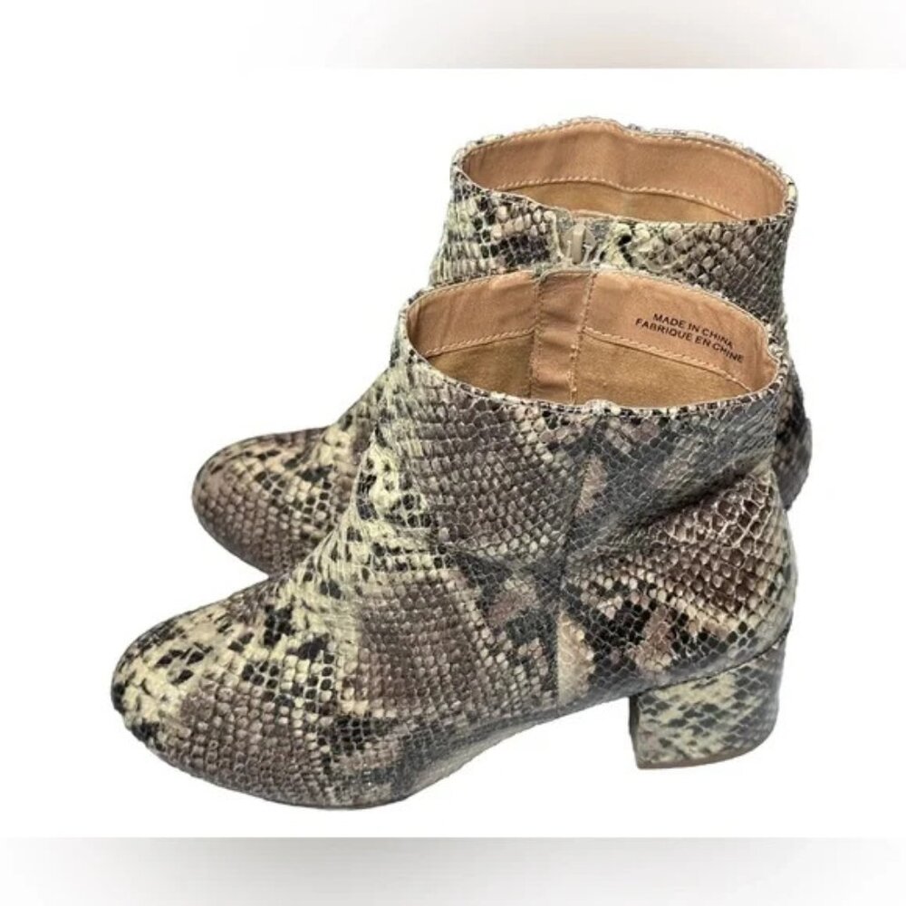 Urban Outfitters Snakeskin Boots Women’s Size 9 With Heel Round Toe Zip‎ Side